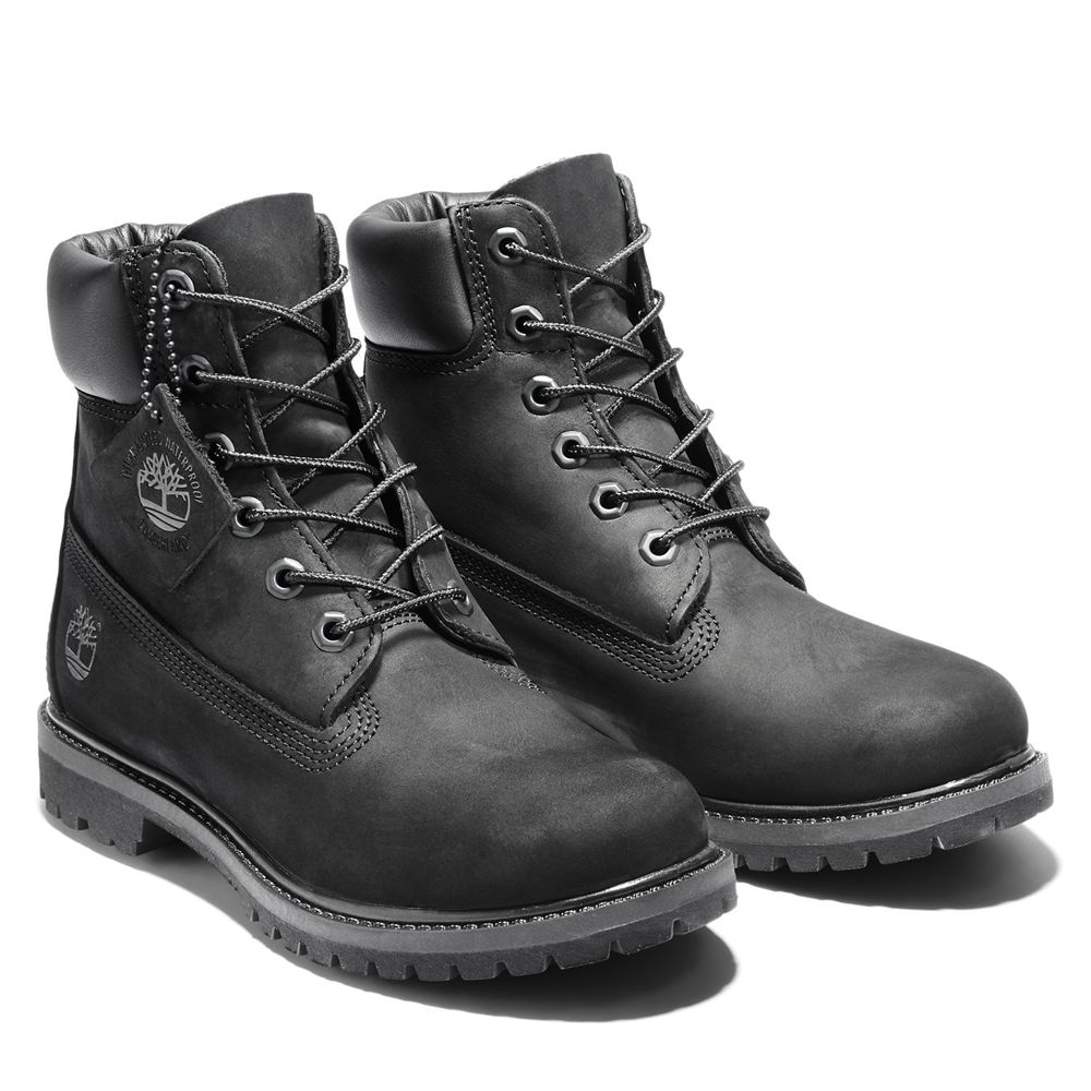 Timberland Womens 6-Inch Boots Premium Waterproof - Black - India UY2367594